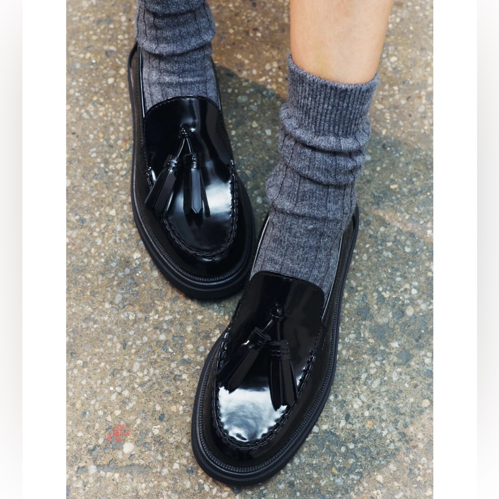 Zara Black Tassel Loafers
